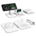 3 in 1 Magnetic Wireless Charger for Apple Multiple Devices, Foldable Fast Charging Station  Magsafe Charger Stand, Travel Charger Pad for iPhone 17 16 15 14 13 12 Series/Apple Watch/AirPods Pro
