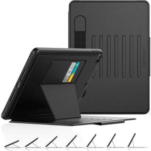 SEYMAC stock Case for iPad 9th/8th/7th Generation 10.2'', Strong Magnetic Auto Sleep Shockproof Case with Absorbing Multi-Angles Stand, Pen Holder, Card Slot (Black)