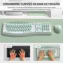 Wireless Keyboard and Mouse Combo,2.4G Full Size Ergonomic Curved Silent Keyboard with Fn Multimedia Keys for Office and Home, 3-DPI Quiet Mouse for Windows,Mac OS Desktop/Laptop/PC(Avocado Green-A)