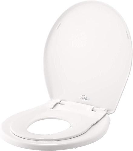 Little2Big Toilet Seat with Built-In Toddler Potty Training Seat, Slow Close, Easy to Install, ROUND, White