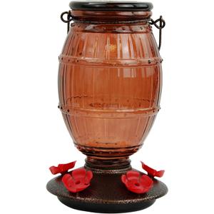 Perky-Pet 9106-2 Prohibition Top-Fill Glass Hummingbird Feeder Brown 36 oz Capacity