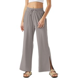 26"/28"/30" Inseam Womens Wide Leg Sweatpants Petite High Waist Summer Pants UPF50 Lightweight Beach with Pocket Split Leg (XXL)