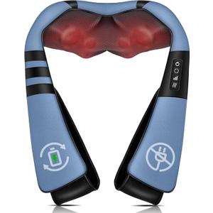Cordless Neck and Shoulder Massager with Heat, Shiatsu Neck & Back Massager for Pain Relief Deep Tissue, Electric Massagers with Rechargeable Battery, Gift for Mom, Dad, Men, Women-Navy Blue