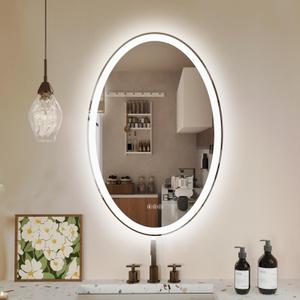 LED Bathroom Mirror, 36X24 Inches Oval LED Mirror for Bathroom, Vanity Mirror with Lights with Anti-Fog & 3 Colors, Wall-Mounted Dimmable Bathroom Mirror with Backlit