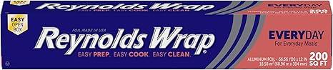 Reynolds Wrap Everyday Strength Aluminum Foil Roll, Freezer and Grill Safe, Great for Foil Packets and Home Cooking, 12 Inches Wide, 200 Total Sq. Ft.