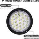Partswcgg 12Pcs 4" Inch Round LED Trailer Tail Lights 24 LED Red Stop Turn Tail Lights Brake Trailer Lights White Backup Reverse Lights w/ 3-Prong Wire Pigtails Plug IP67 Waterproof 12V(8Red+4White)