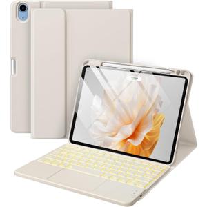 Harvopu Compatible with iPad Air 11 Inch & Air 5th/ Air 4th Generation Case with Keyboard - Multi-Touch Trackpad, 7-Color Backlit, Detachable Folio Keyboard Cover for Air 11-inch M4/M3/M2 (Starlight)