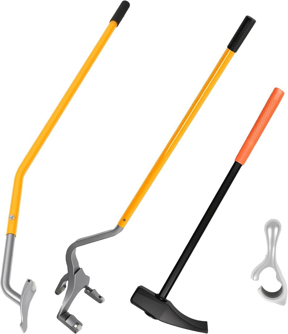 Tire Hammer Bead Breaker & Mount Demount Tool Set for 22.5-24.5 Semi Truck Bus Tires, Manual Tubeless Tire Changing Kit w/ Duck-Billed Wedge, 3-Piece Lever, Bead Keeper - Heavy Duty for Car Repair