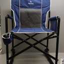 Rocking Camping Chair Rocker, Folding Chair Lawn Chairs with Cup Holders Foldable Outdoor Freestyle Navy Blue