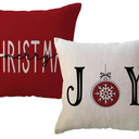 ULOVE LOVE YOURSELF Christmas Joy Ball Pillow Covers Winter Holiday Throw Pillowcases Farmhouse Christmas Decorations 18x18 Set of 2 for Couch/Sofa/Porch(Red)