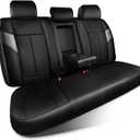 CAR PASS Nappa Leather Back Seat Cover, Waterproof Bench Rear Seat Cover, Breathable Back Row Protector Luxury Cushioned, XL-L-M Size Universal Fit for Cars SUV Pick-up Truck Sedan(Black Charcoal)