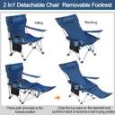 2-in-1 Reclining Camping Chair with 360 Umbrella Folding Lounge Beach Chair with Footrest and Universal Clamp UPF 50+ Adjustable Umbrella Portable Lightweight Seating for Adults Outdoor