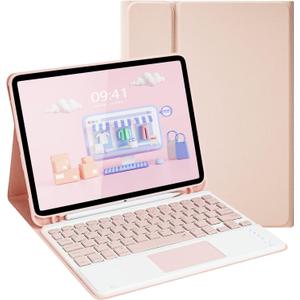 LAMA Touchpad Keyboard Case for iPad Air 11 inch 2025 7th/2024 6th & 10.9 -inch iPad Air 4th/5th Generation, Folio Keyboard Cover with Pencil Holder for 11 inch iPad Pro (4th/3rd/2nd/1st Gen), Pink