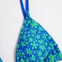 ZAFUL Women's Triangle Bikini Floral String Bikini Set Two Piece Swimsuit Bathing Suits (Blue), Medium