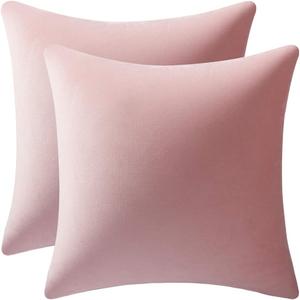 Throw Pillow Covers 18x18 Pink: Pack of 2 Cozy Soft Velvet Square Modern Luxury Decorative Throw Pillow Cases for Sofa Couch Living Room Bed Home Decor