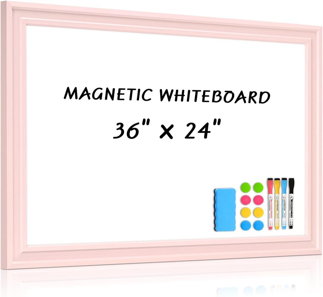 White Board for Wall, 36'' x 24'' Magnetic Dry Erase Board, Pink