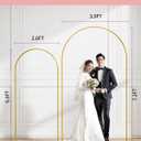 Pureegg Metal Arch Backdrop Stand Set - Set of 2 (7.2ft/6.0ft), Gold Wedding Stand with Stable Base, Elegant Backdrop Cover for Party, Birthday, Baby Shower, Graduation, Easy to Assemble