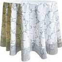 ATOSII Santorini 100% Cotton Round Boho Fall Tablecloth, Handblock Floral Table Cloth Linen for Kitchen Dining I Parties Wedding Outdoors Christmas Thanksgiving I 90" Inches Round I 6 Seater