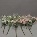 Zeyune 12 Bunches 12 in Mini Rose Artificial Flower Wedding Table Centerpieces Artificial Silk Roses Flower 120 Heads White and Pink Fake Bouquet for Bridal Shower Party Decoration