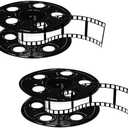 Beistle Movie Reel with Filmstrip Centerpieces, 2-Count Thin Plastic 3D Cinema Reels with 15-Foot Filmstrips, Customizable Hollywood Party Decorations for Red Carpet Events & Theater Themes, 9"