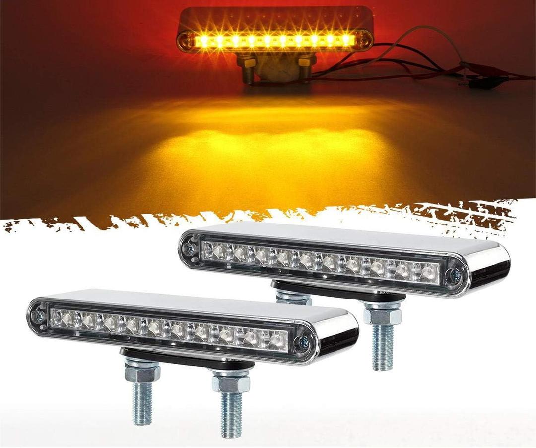 Partsam 2Pcs 6.5" Double Face Truck Semi Trailer Light Bars 10LED Red/Amber Clear Lens Waterproof with Double Studs Sealed Dual Face Led Turn Signal Stop Tail Marker Lights 12V