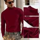 Ficerd 3 Pack Men's Turtleneck Shirts, Long Sleeve Cotton Pullover Sweaters Mock Neck Knitted T-Shirt Basic Slim Fit Tops (L)