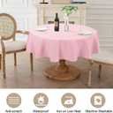 AUSSPVOCT Textured 50 Inch Round Tablecloth Up to 35'' Dia Tables, Waterproof Spill-Proof Wipeable Table Cloth Wrinkle Free Circle Dining Table Cover for Birthday Farmhouse Outdoor Party Tablecloths (Light Pink)