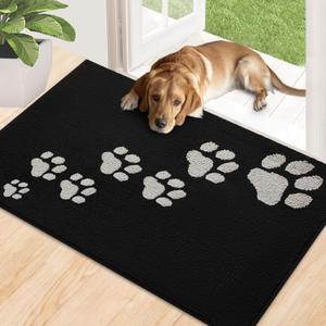 Timo Door Mat Indoor, 20"x32" Super Absorbent Dog Mats for Muddy Paws, Low-Profile Washable Entryway Rug, Rubber Backing Non Slip Front Door Mats, Resist Dirt Inside Entrance Doormat for Shoes, Black (1'8" x 2'8" (Rectangular))