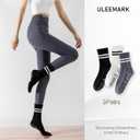 2 x ULEEMARK Womens Pilates Non slip Yoga Socks Dance Gym Exercise Ankle Socks (One Size, 3 Pack Black White Grey)