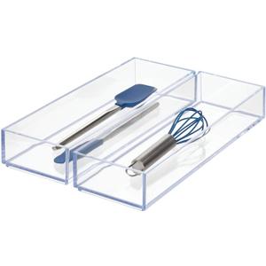 iDesign Clarity Drawer, Kitchen and Bathroom Organization Silverware, Spatulas, Gadgets, Large-Set of 2 (Clear)