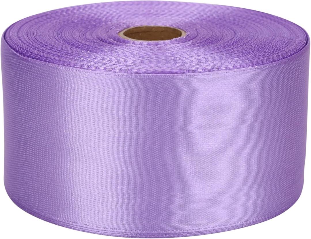 4 x 2 inch Light Purple Satin Ribbon 50 Yards Solid Fabric Ribbons Roll for Gift Wrapping, Satin Weddings,Flower Bouquet, Invitations,Sewing,Party Decorations, Holiday Decorating and More