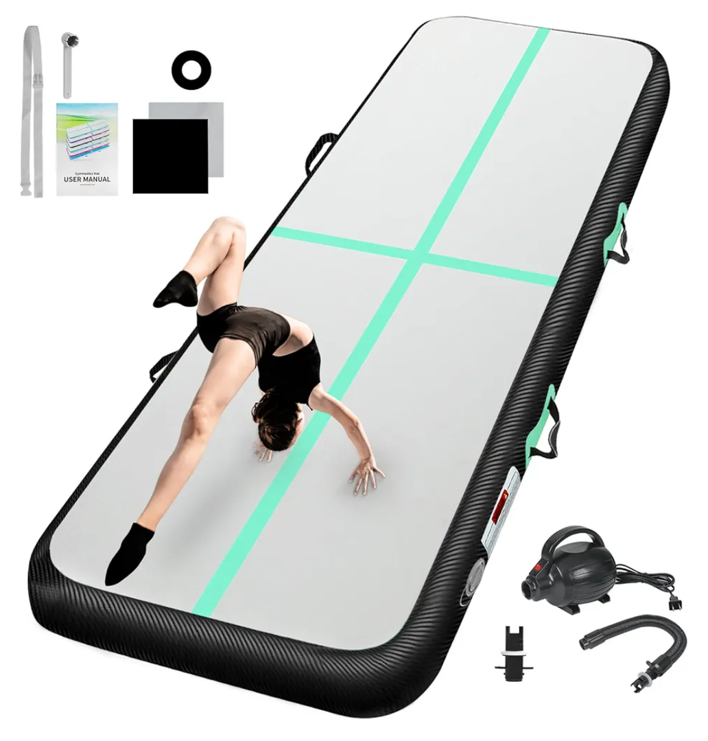 VIYAU Air Tumbling Mat Tumble,10ft Inflatable Gymnastics Air Mat for Gymnastics Training/Home Use/Yoga/Water Gymnastics With Pump