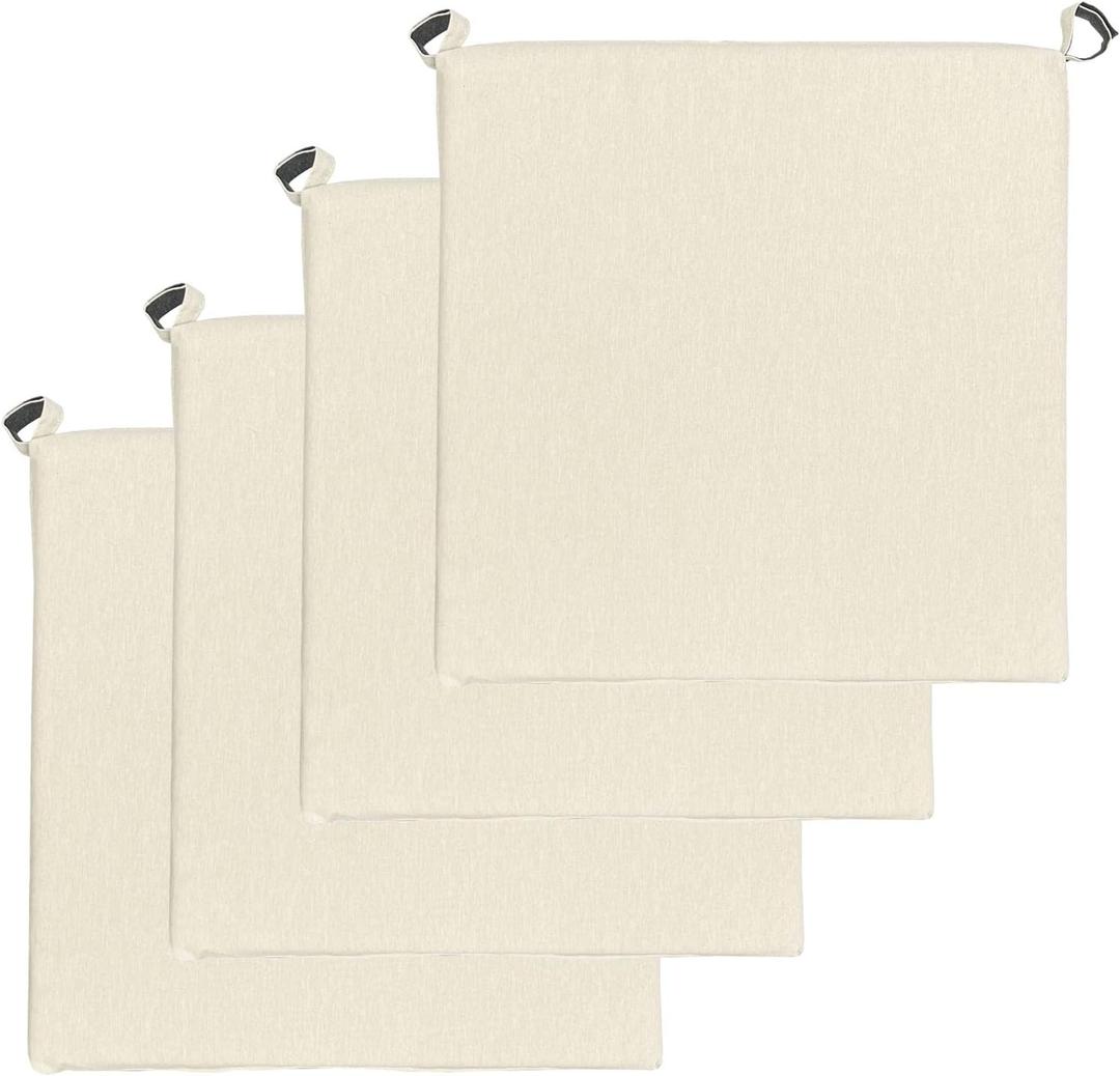 20x20 inch Patio Chair Cushion 4/Pack Outdoor Chair Pads Resilient Foam Filling Water Repellent Stain-Resistant UV Resistant Weather Resistant with Velcro for Patio Furniture Almond