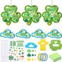 Gersoniel 24 Sets St. Patrick's Day Shamrock Cross Cloud Tissue Paper Crafts Irish Celtic Trinity Symbols DIY Art and Craft Kits with Stickers for Spring Family Sunday Church DIY Projects Decorations