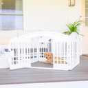 Carlson 4-Panel Plastic Pet Pen  Portable, Secure, and Easy-to-Use Playpen for Small Pets | 24" Tall, White, Includes Door and Lock, Ideal for Small Pets, Whelping and Indoor/Outdoor Use (36"x 36"W x 24"H)
