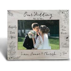 FHUGX Wedding Picture Frame, Mr. and Mrs. Picture Frame, Wedding Gifts for Newlyweds Couples Bride and Groom, Just Married Gifts, 5x7" Photo Frame