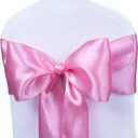 Babenest Satin Chair Sashes Ties Upgraded 50 pcs Chair Ribbons Bows for Wedding Banquet Party Easter Christmas Events Decoration (Pink)