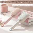 Retractable Cushion Massage Comb Brush, Pull Ring Cushion Massage Brush, Anti-Static Easy-Clean Massage Comb, Portable Travel, Smooth Clean Detangling Comb for All Hair Types(White)