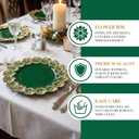 Green Charger Plates with Flower Rim, 13" Round Charger for Dinner Plates, Set of 6 Plastic Plate Chargers for Halloween, Thanksgivng, Christmas.