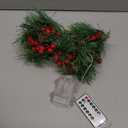 Christmas Garland with Lights, 6 FT Battery Operated Garland with 60 LED Lights, Timer, Lighted Garland with Berries Pine Cones for Mantle Stairs Railing Home Xmas Decoration Indoor