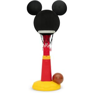Delta Children Disney Mickey Mouse Plastic Basketball Set - Includes Basketball Hoop, 1 Basketball and Ball Pump, Red/Black