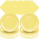 Zhehao 120 Pcs Disposable Paper Dessert Plates and Napkins Set, 7 Inch Party Cake Appetizer Plate with Napkin for Birthday Baby Shower Wedding Easter(Yellow)