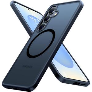 TORRAS Magnetic Shockproof for Samsung Galaxy S25 Case, [Fit for MagSafe] [4X Military Grade Rugged Durable Protection] Translucent Hard Back Slim Case for Samsung S25 Case Anti-Fingerprint, Black (S25 6.2")