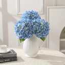 3 Pcs Real Touch Hydrangea Artificial Flowers 22.5" Lifelike Latex Blue Hydrangeas Fake Hydrangeas for Home Decor Party Wedding Bouquets Table Centerpieces Floral Arrangements Indoor Outdoor Decor