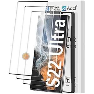 AACL [Fingerprint Compatible][3-Pack] 3D Curved Tempered Glass for Samsung Galaxy S22 Ultra 5G Screen Protector, [Easy Installation with Alignment][Anti-Scratch][Case Friendly]