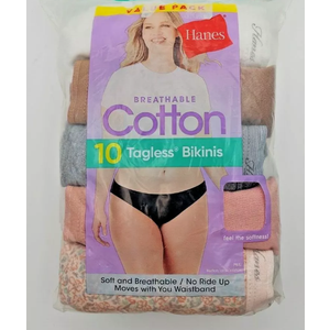 10PK Women’s Hanes BIKINI Underwear Panties Soft Breathable Cotton Size XL