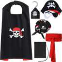 Bencailor 6 Pcs Pirate Costume Kids Toddler Boy Pirate Costume Accessories for Halloween Dress up Themed Party Girls Cosplay