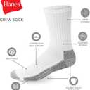 Hanes Men's Work Socks, Cushioned Crew Socks, Moisture-Wicking Socks & Odor Control, Black & White, 6 & 12 Pack Available (White)