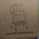 Foldable Luggage Rack with Wheels for Guest Room - Metal Frame Folding Suitcase Stand With 2 Shelves - Portable Luggage Storage Rack - Easy Assembly Suitcase Holder for Hotel, Travel and Bedroom