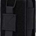 Adjustable Radio Pouch MOLLE Radio Holder for Tactical Duty Belt Two Ways Radio Holster Walkie Talkies Case Rifle Mag Carrier 5.56mm 7.62mm Magazine Nylon Carry Bag for Police Security Rescue (Black)